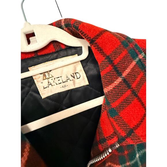 Huckberry Vintage L Plaid 100% Wool Bomber Jacket $350 Quilted Coat Red 44 - Picture 4 of 10